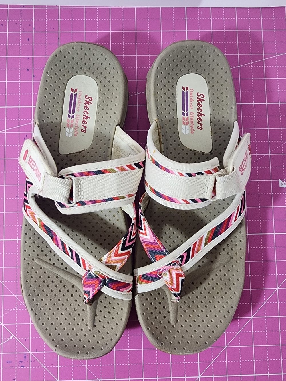 Skechers Outdoor Lifestyle Womens 8 Chevron Strappy Sandals Pink Orange - Picture 2 of 7